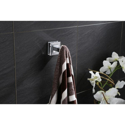 Ruvati Valencia Crystal and Chrome Robe Hook Bathroom Accessory