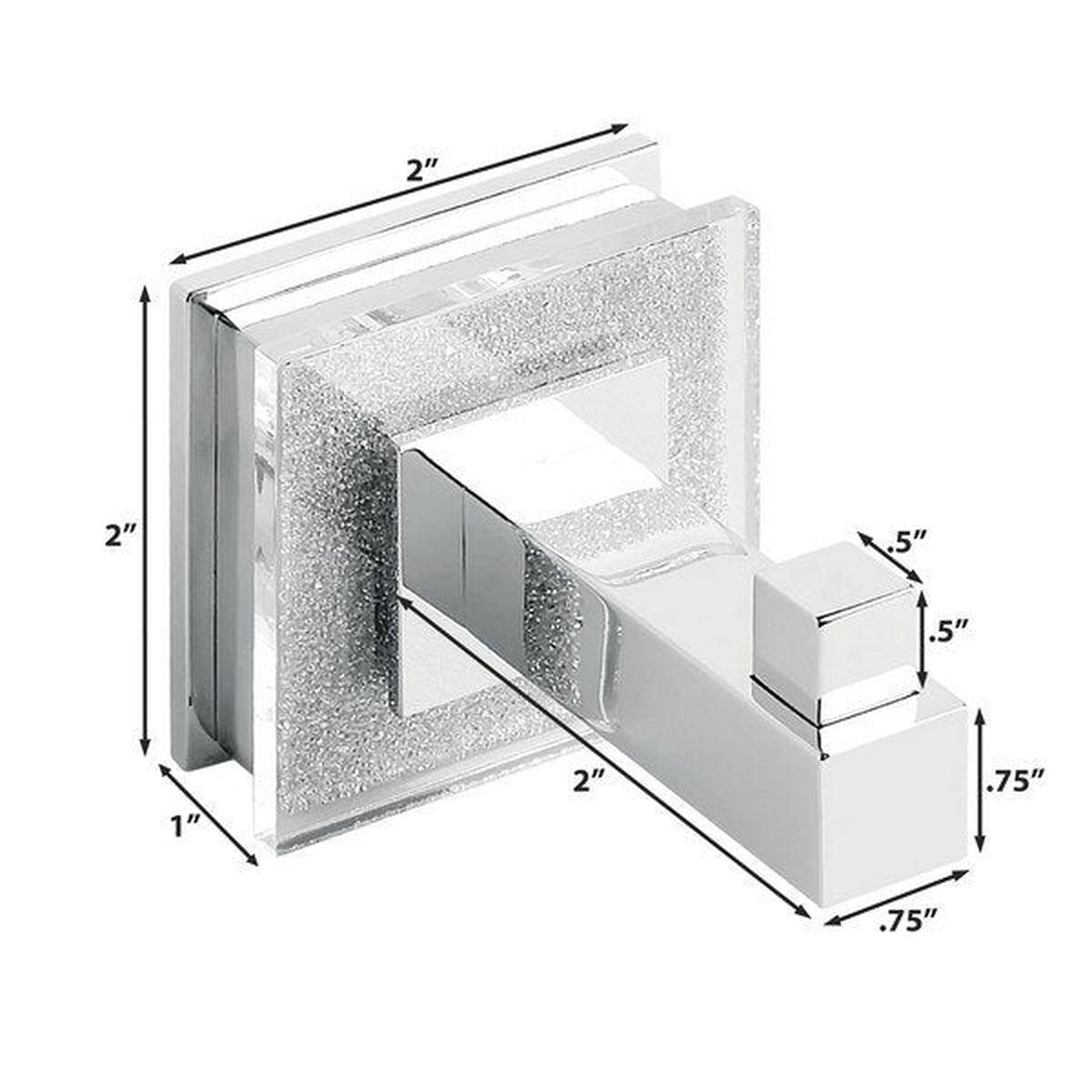 Ruvati Valencia Crystal and Chrome Robe Hook Bathroom Accessory