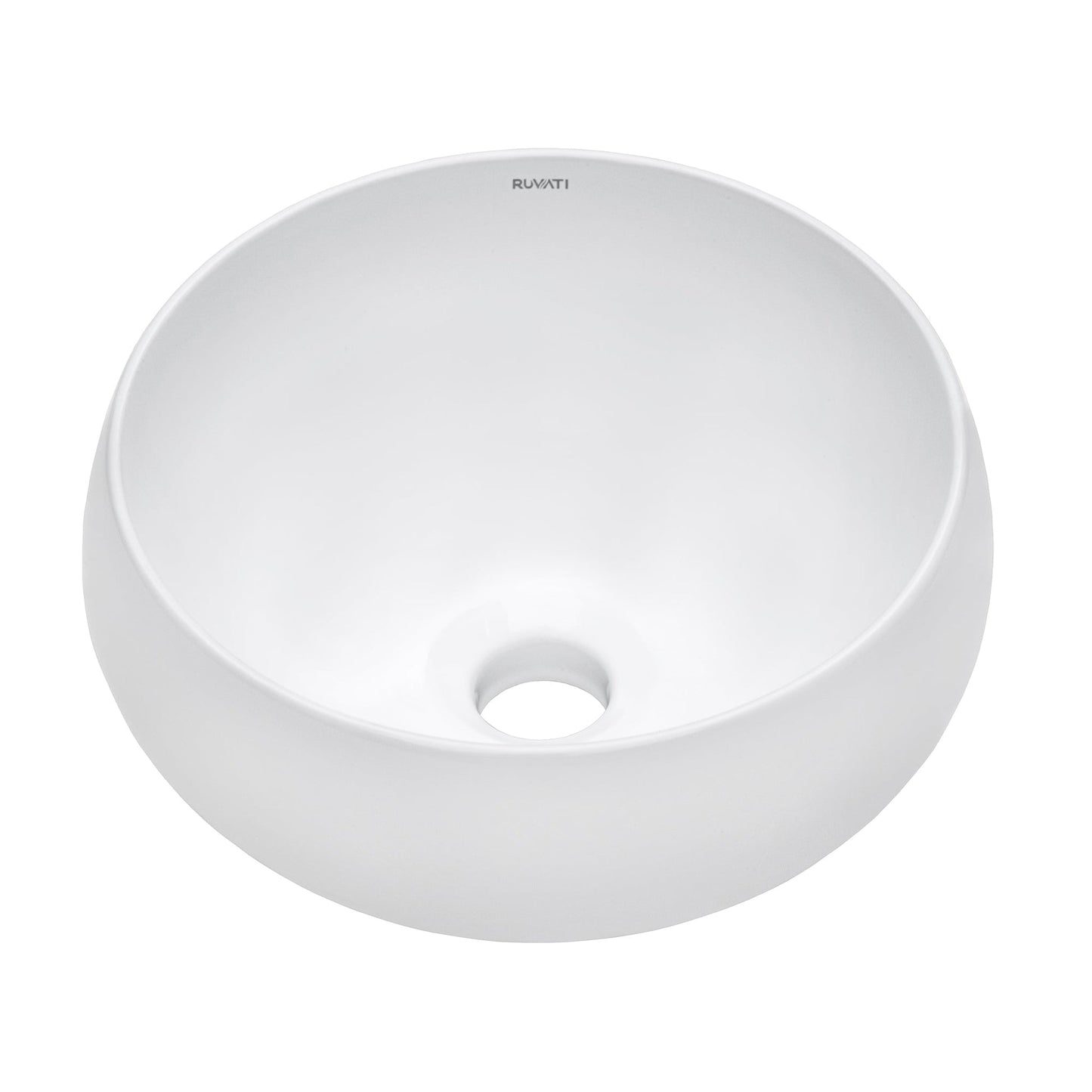 Ruvati Vista 12” x 12” Round White Circular Above Counter Porcelain Ceramic Bathroom Vessel Sink