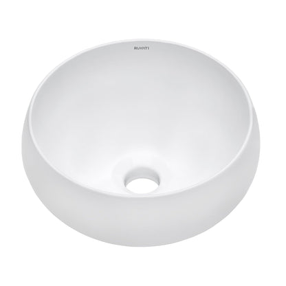 Ruvati Vista 12” x 12” Round White Circular Above Counter Porcelain Ceramic Bathroom Vessel Sink
