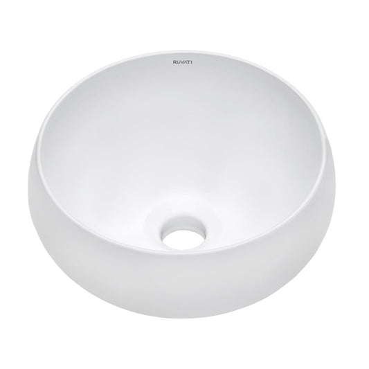 Ruvati Vista 12” x 12” Round White Circular Above Counter Porcelain Ceramic Bathroom Vessel Sink