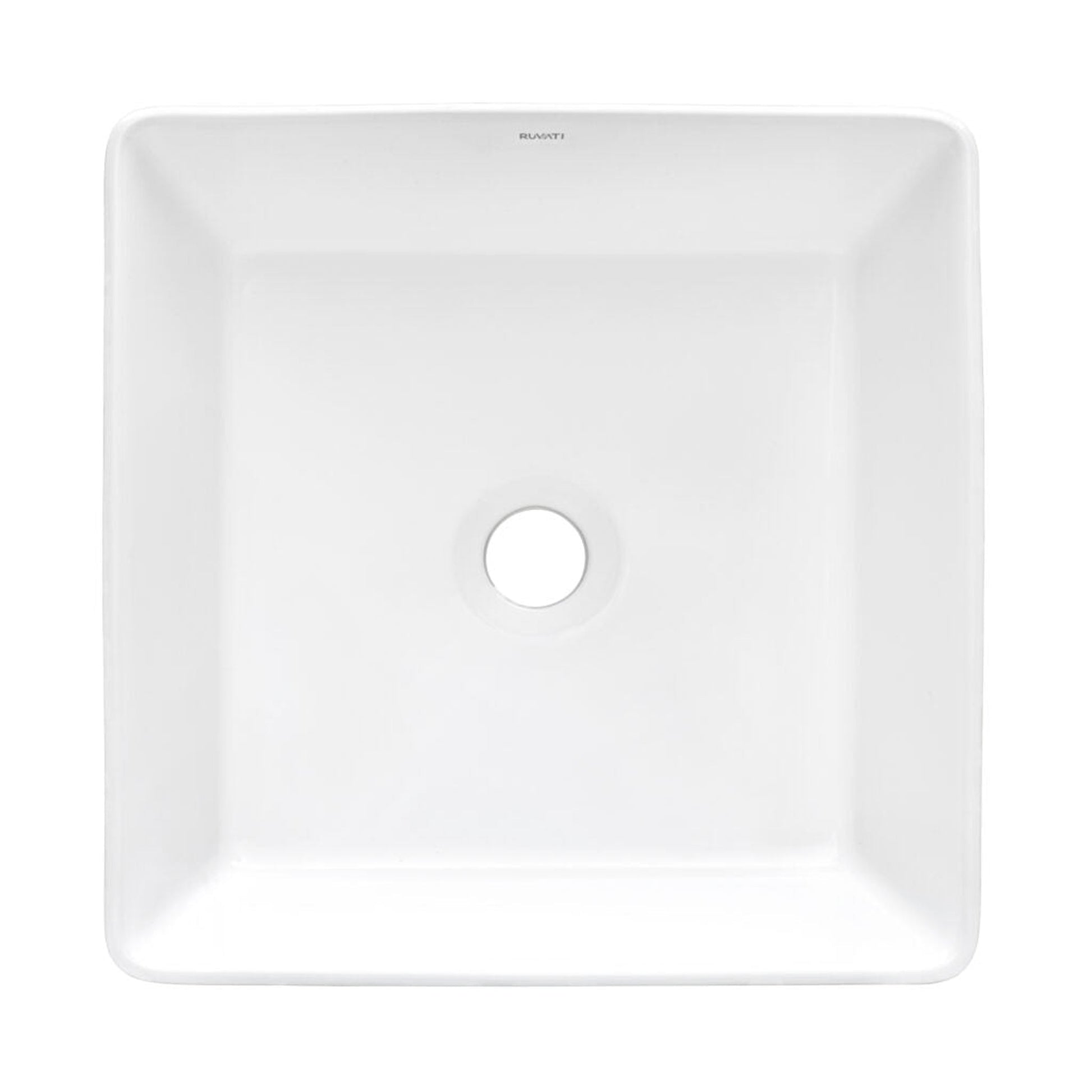 Ruvati Vista 15” x 15” Square White Above Counter Porcelain Ceramic Bathroom Vessel Sink