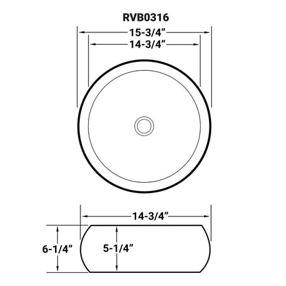 Ruvati Vista 16” x 16” Round White Circular Above Counter Porcelain Ceramic Bathroom Vessel Sink