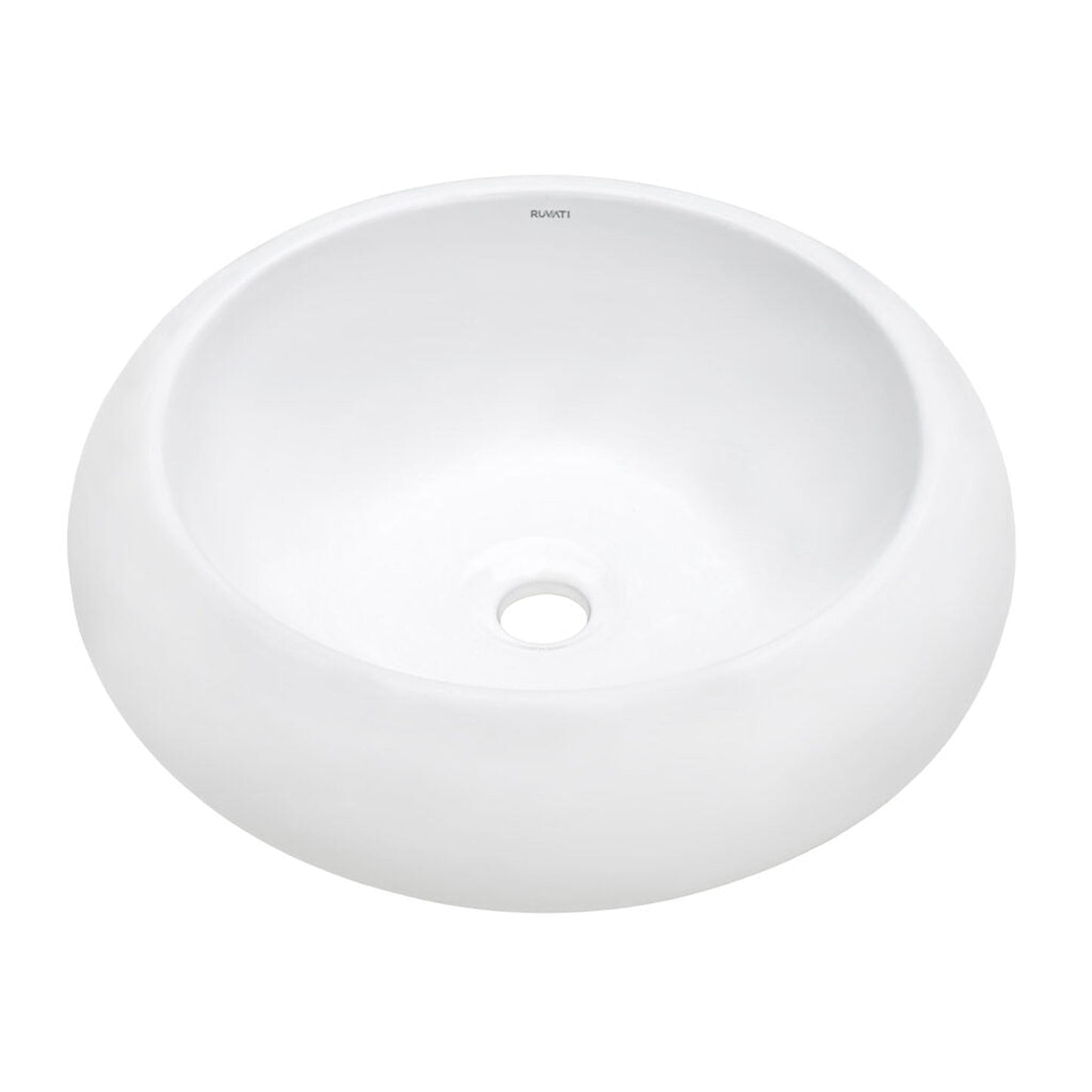 Ruvati Vista 18” x 18” Round White Circular Above Counter Porcelain Ceramic Bathroom Vessel Sink