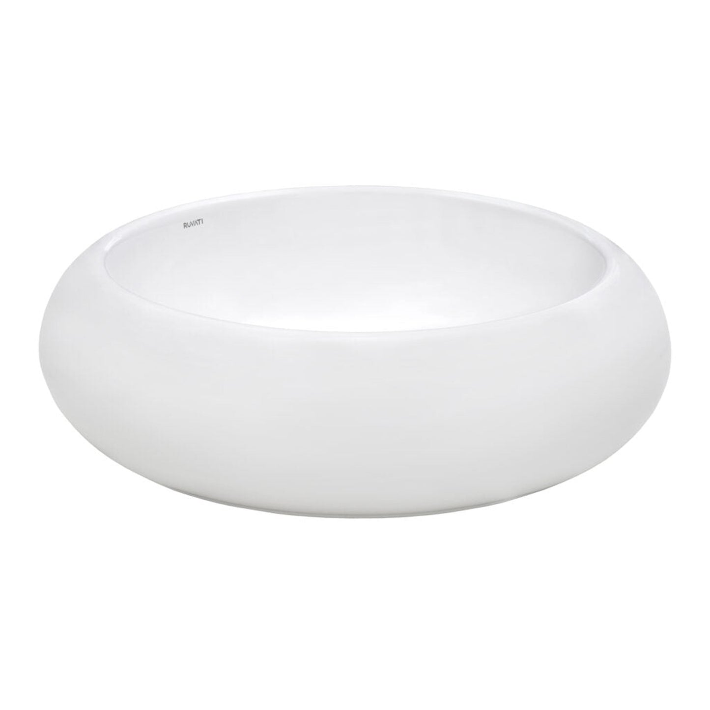 Ruvati Vista 18” x 18” Round White Circular Above Counter Porcelain Ceramic Bathroom Vessel Sink