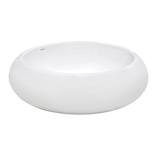 Ruvati Vista 18” x 18” Round White Circular Above Counter Porcelain Ceramic Bathroom Vessel Sink