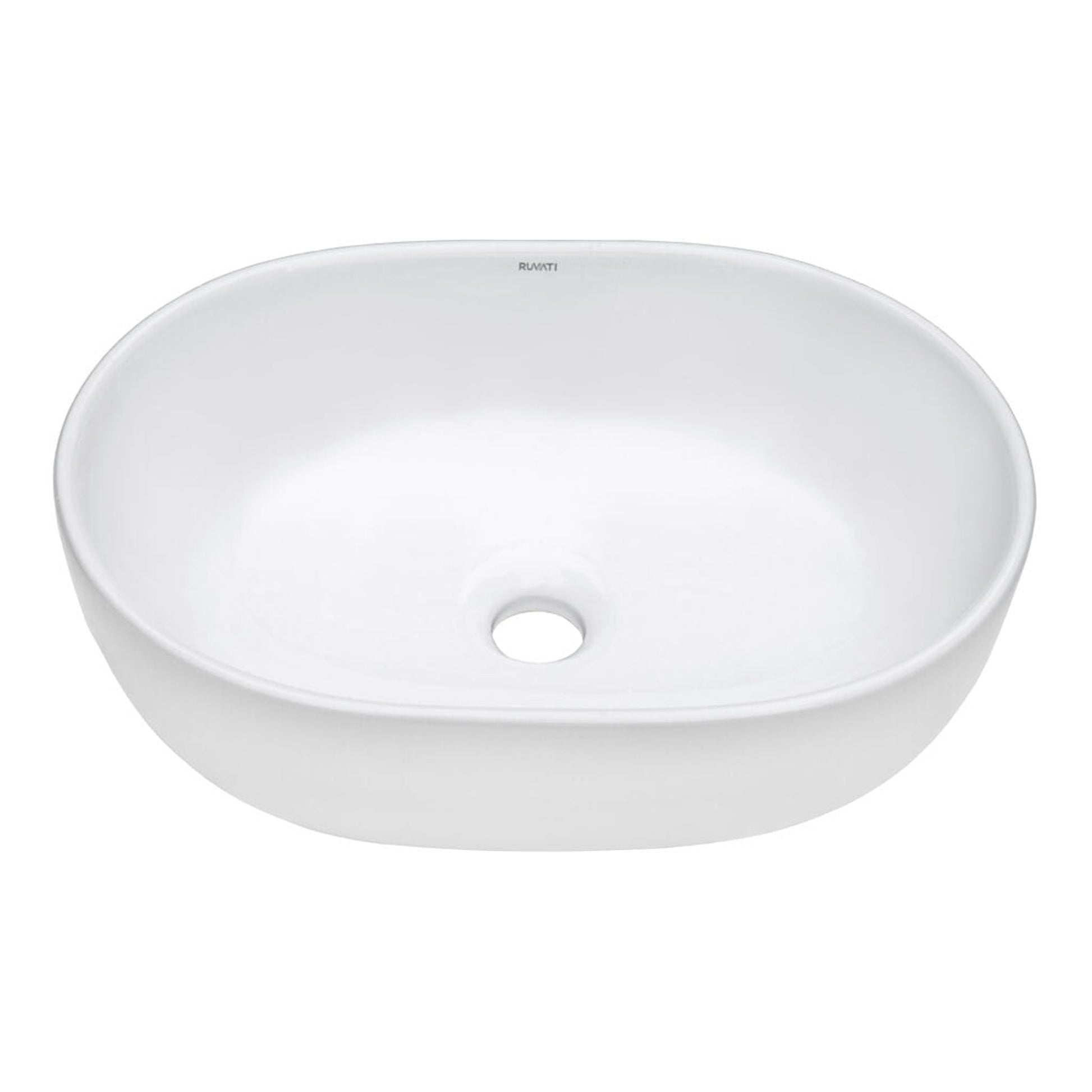 Ruvati Vista 19” x 14” Oval White Above Counter Porcelain Ceramic Bathroom Vessel Sink