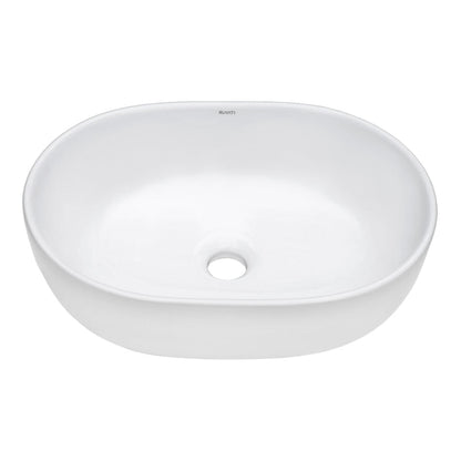 Ruvati Vista 19” x 14” Oval White Above Counter Porcelain Ceramic Bathroom Vessel Sink