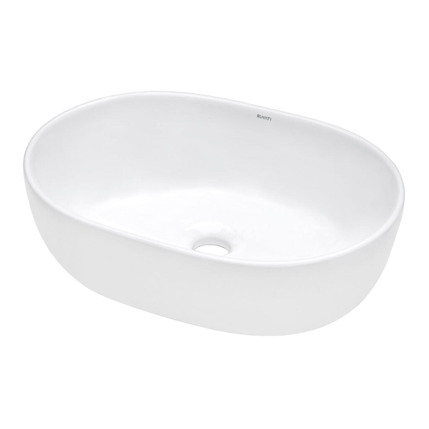 Ruvati Vista 19” x 14” Oval White Above Counter Porcelain Ceramic Bathroom Vessel Sink
