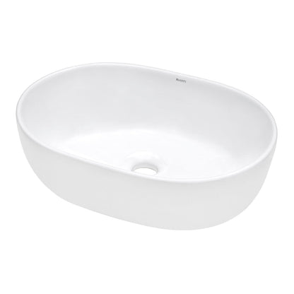 Ruvati Vista 19” x 14” Oval White Above Counter Porcelain Ceramic Bathroom Vessel Sink