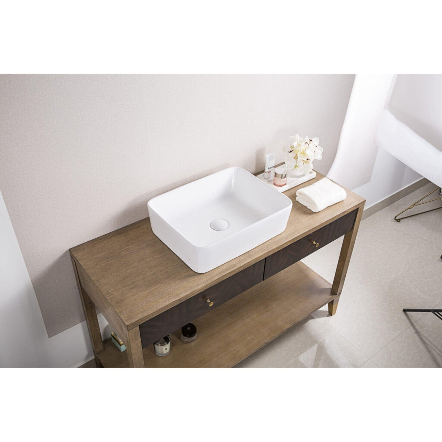 Ruvati Vista 19” x 14” Rectangular White Above Counter Porcelain Ceramic Bathroom Vessel Sink