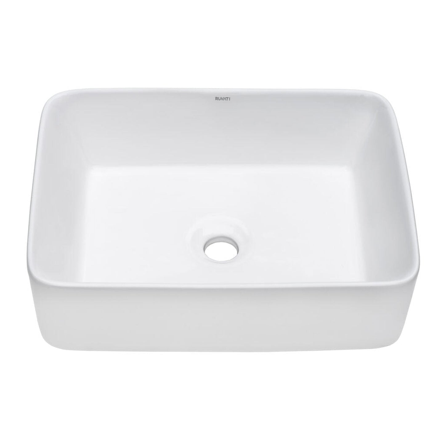 Ruvati Vista 19” x 14” Rectangular White Above Counter Porcelain Ceramic Bathroom Vessel Sink