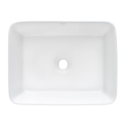 Ruvati Vista 19” x 14” Rectangular White Above Counter Porcelain Ceramic Bathroom Vessel Sink