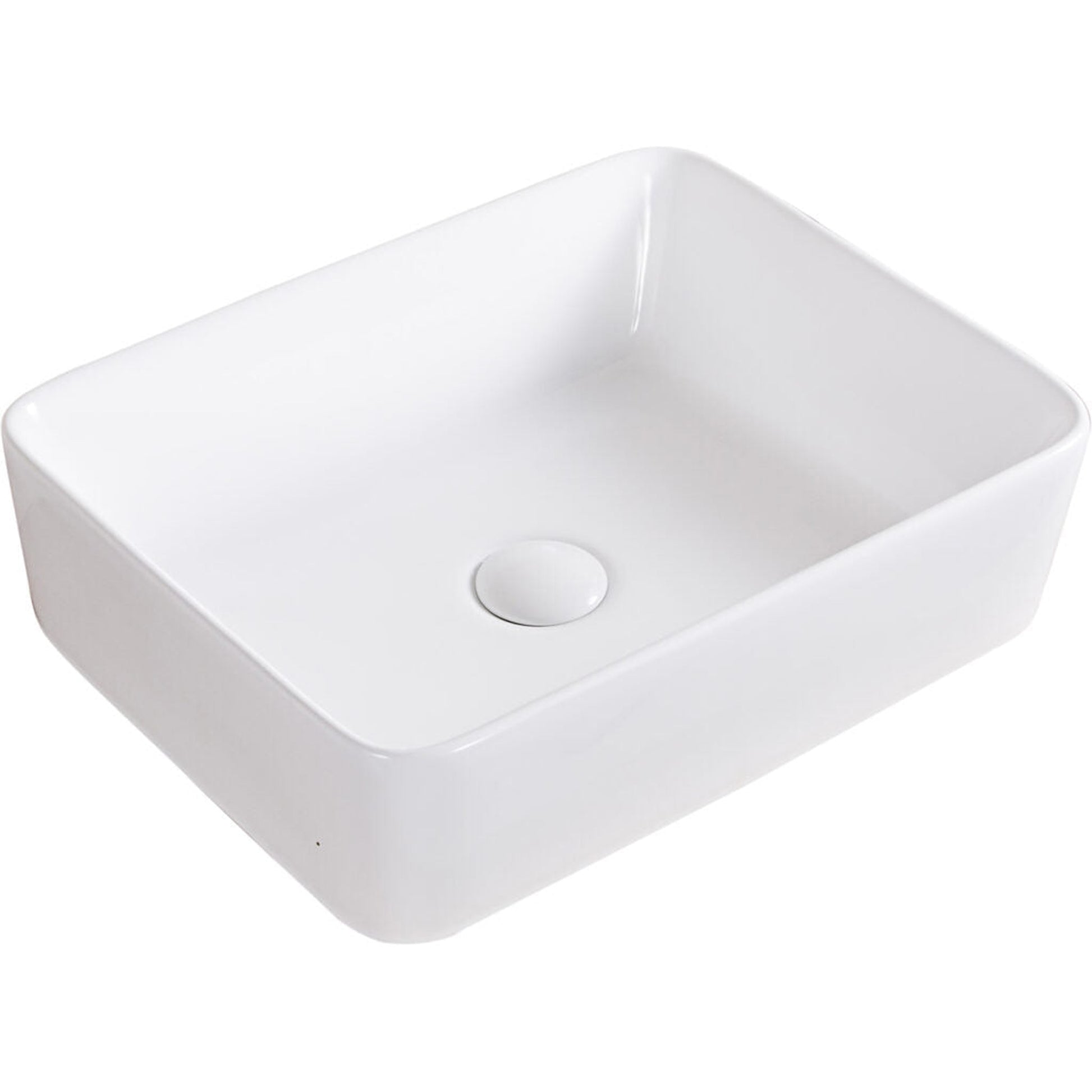 Ruvati Vista 19” x 14” Rectangular White Above Counter Porcelain Ceramic Bathroom Vessel Sink