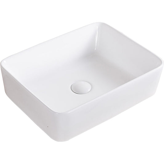 Ruvati Vista 19” x 14” Rectangular White Above Counter Porcelain Ceramic Bathroom Vessel Sink