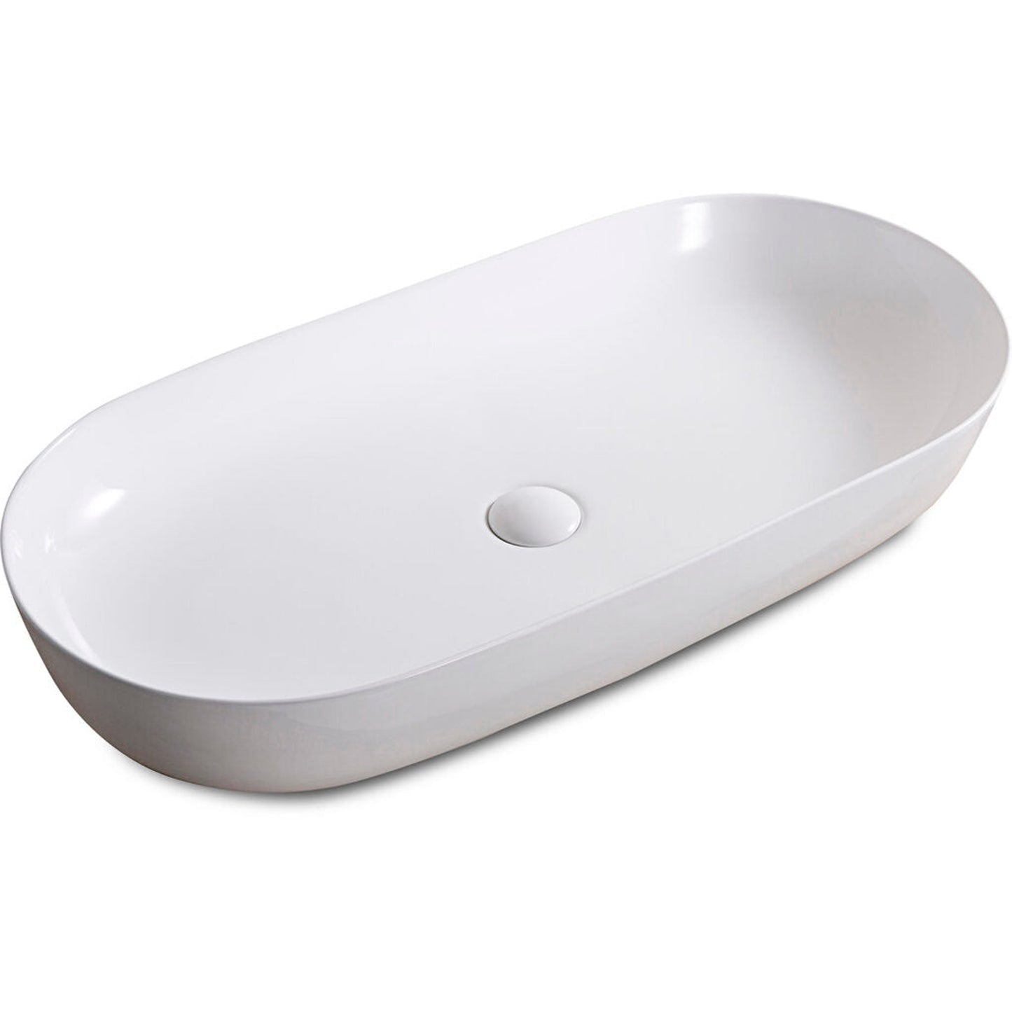 Ruvati Vista 32” x 16” Oval White Above Counter Porcelain Ceramic Bathroom Vessel Sink