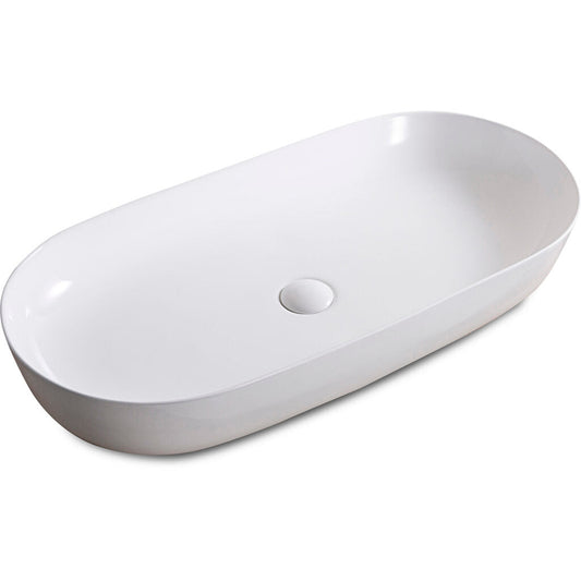 Ruvati Vista 32” x 16” Oval White Above Counter Porcelain Ceramic Bathroom Vessel Sink
