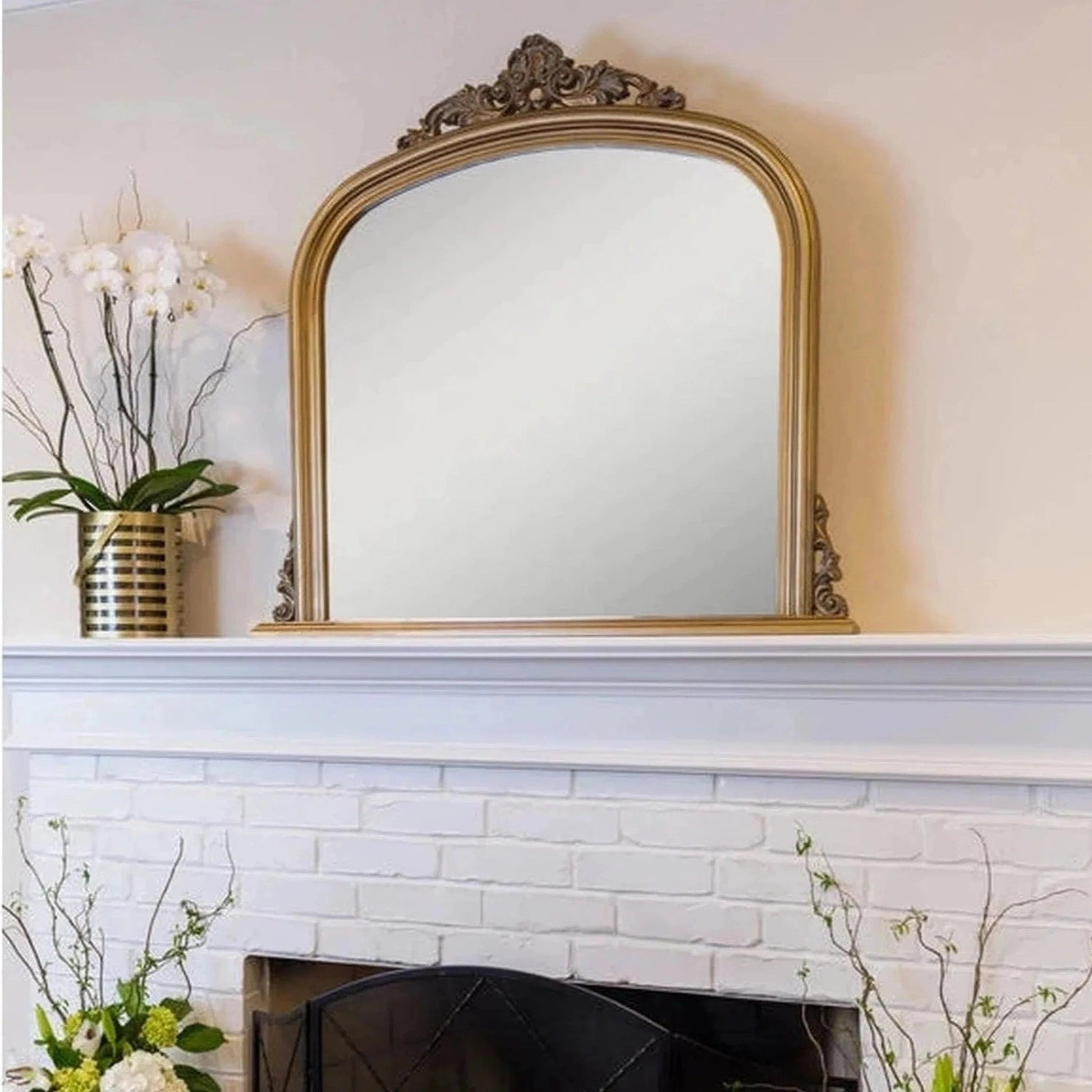 SBC Decor Amarone 39" x 44" Wall-Mounted Wood Frame Dresser Mirror In Antique Gold Finish