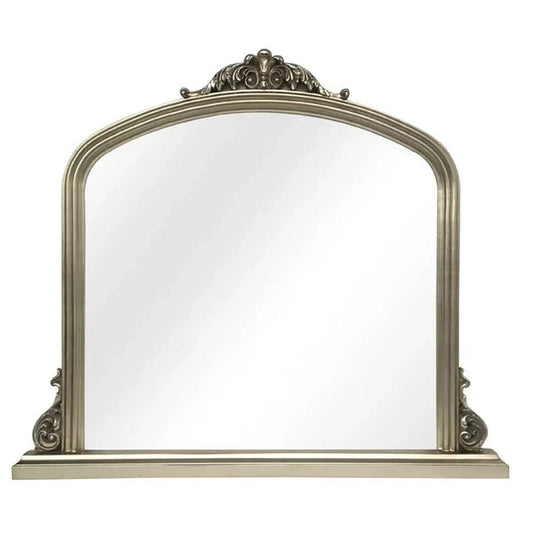 SBC Decor Amarone 39" x 44" Wall-Mounted Wood Frame Dresser Mirror In Satin Silver Finish