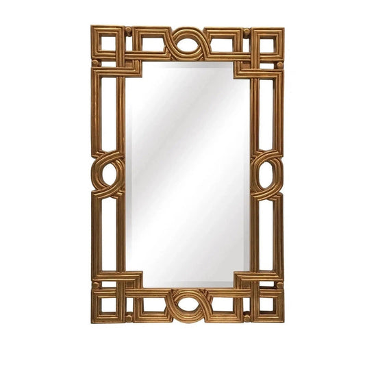 SBC Decor Artemis 27" x 42" Wall-Mounted Wood Frame Dresser Mirror In Antique Gold Finish