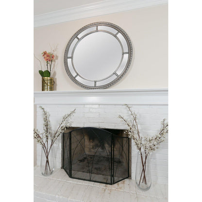 SBC Decor Augusta Circular 30" x 30" Wall-Mounted Glass Resin Accent Wall Mirror In Antique Gold Finish