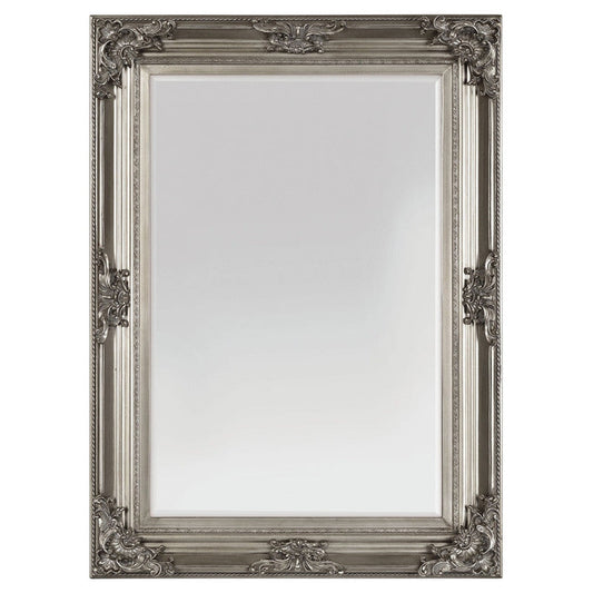 SBC Decor Beaumont 32" x 44" Wall-Mounted Wood Frame Vanity Wall Mirror In Antique Silver Finish
