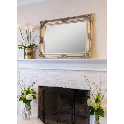 SBC Decor Beaumont 32" x 44" Wall-Mounted Wood Frame Vanity Wall Mirror In Champagne Gold Finish