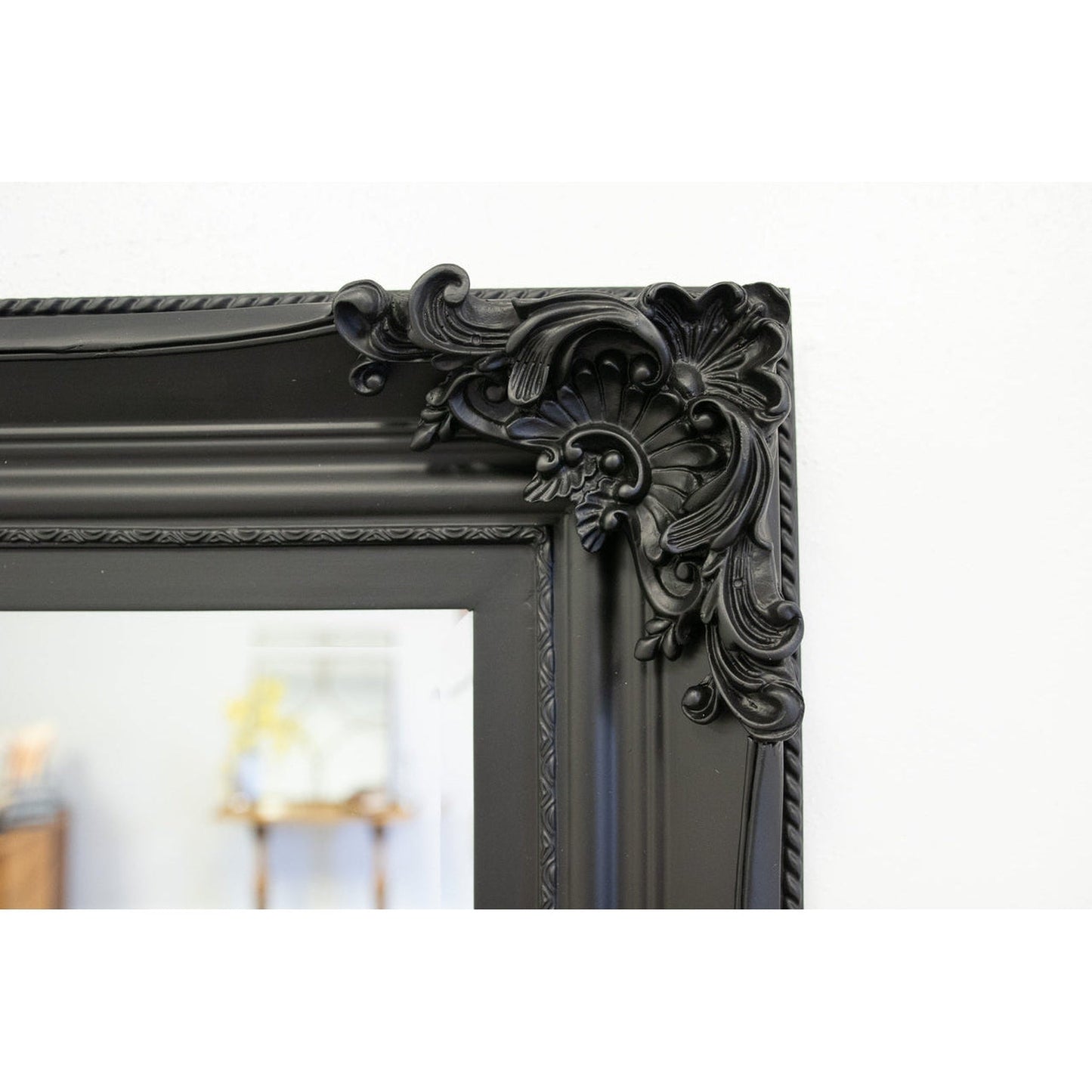 SBC Decor Beaumont 32" x 44" Wall-Mounted Wood Frame Vanity Wall Mirror In Matte Black Finish
