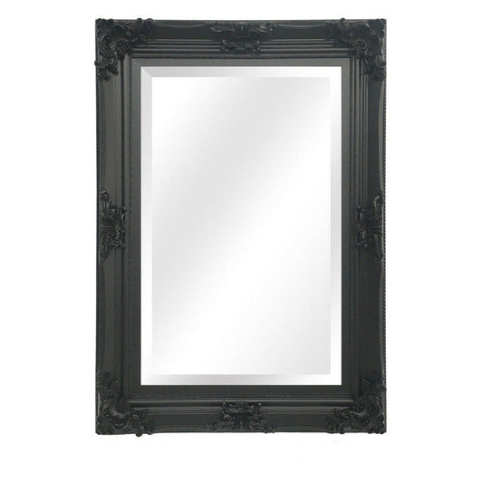 SBC Decor Beaumont 32" x 44" Wall-Mounted Wood Frame Vanity Wall Mirror In Matte Black Finish