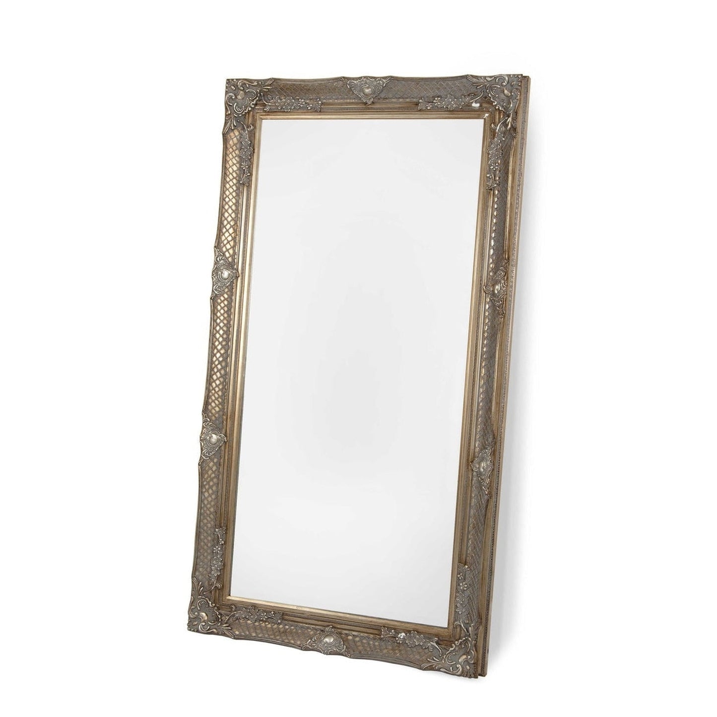 SBC Decor Belgrave 38" x 69" Wall-Mounted Full Length Wood Frame Leaner Dressing Mirror In Antique Gold Finish