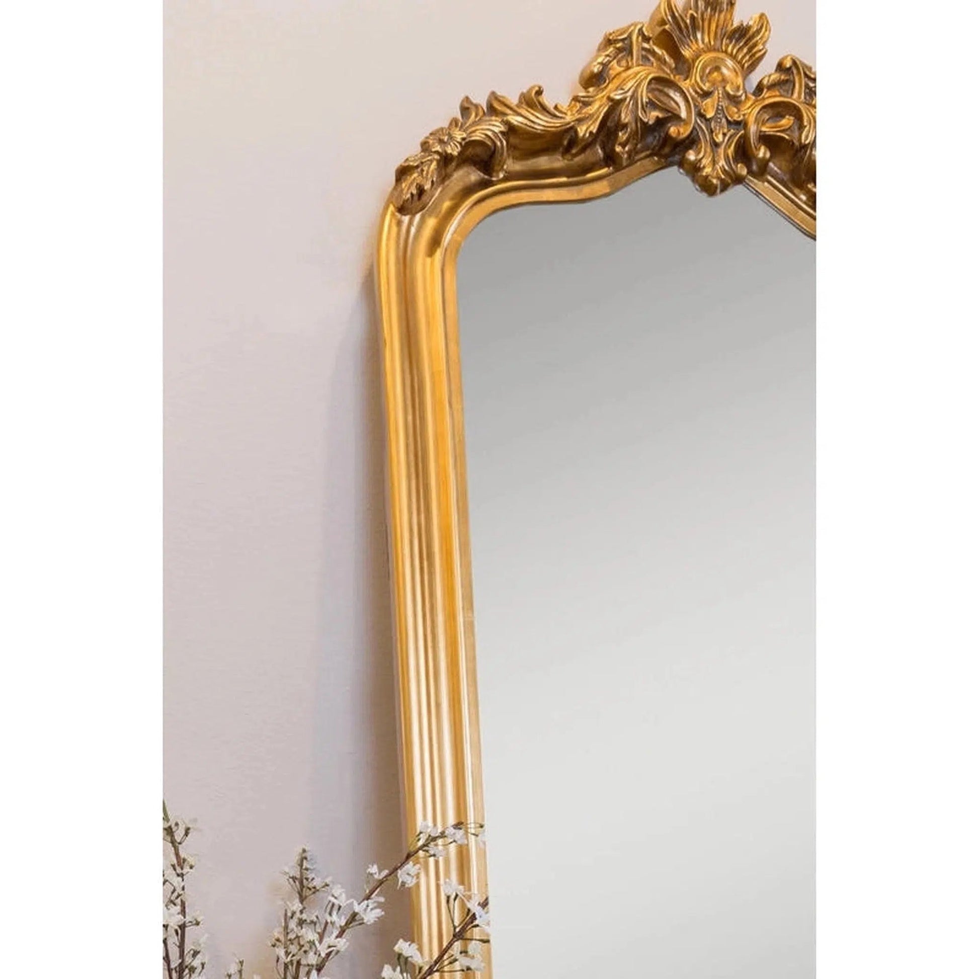SBC Decor Blenheim 38" x 86" Wall-Mounted Wood Frame Leaner Dresser Mirror In Antique Gold Finish
