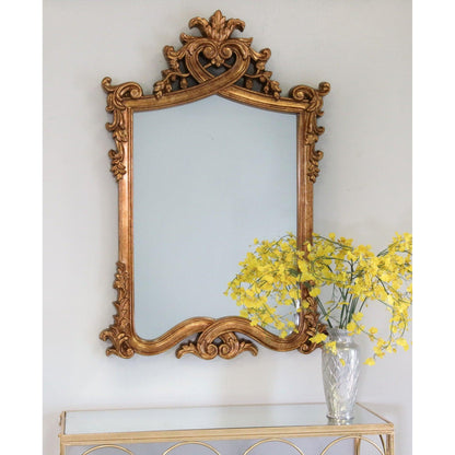 SBC Decor Catherine 33" x 48" Wall-Mounted Light Weight Resin Wall Mirror In Antique Gold Finish