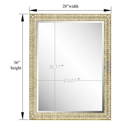 SBC Decor Celia 28" x 42" Wall-Mounted Iron Framed Vanity Mirror in Silver with Gold Metal Backing Finish