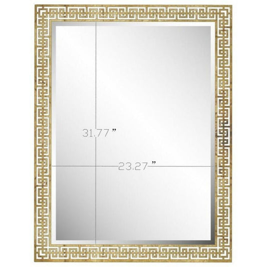 SBC Decor Celia 28" x 42" Wall-Mounted Iron Framed Vanity Mirror in Silver with Gold Metal Backing Finish