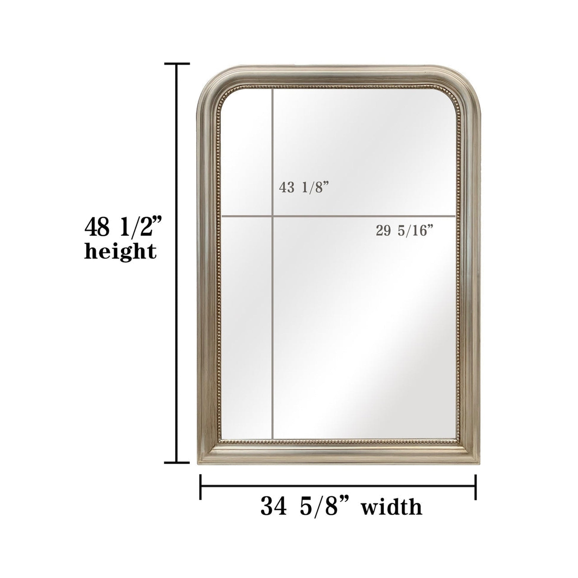 SBC Decor Duparc 31" x 48" Wall-Mounted Arched Wood Frame Accent Mirror In Champagne Gold Finish