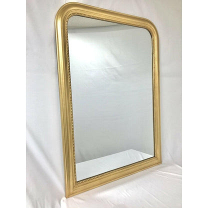 SBC Decor Duparc 31" x 48" Wall-Mounted Arched Wood Frame Accent Mirror In Gold Finish