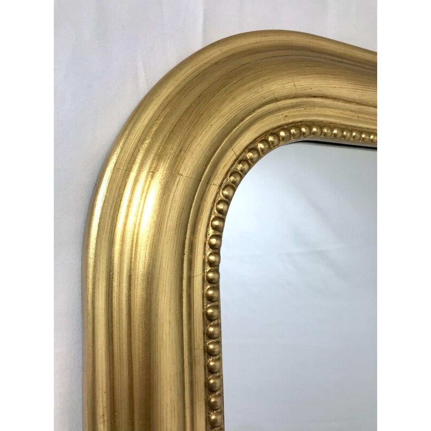 SBC Decor Duparc 31" x 48" Wall-Mounted Arched Wood Frame Accent Mirror In Gold Finish