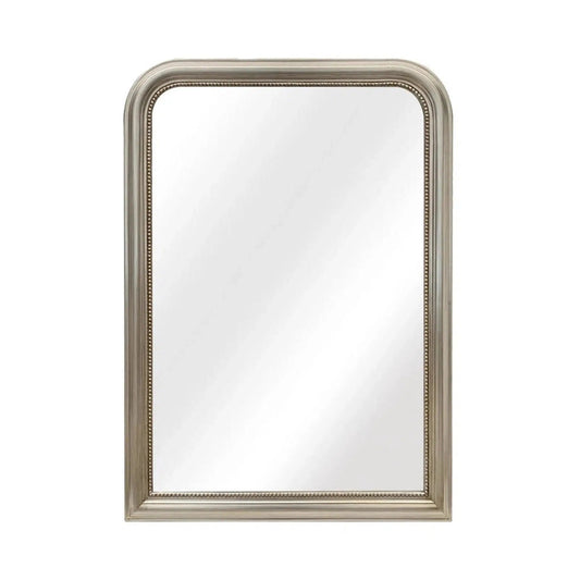 SBC Decor Duparc 42" x 76" Wall-Mounted Arched Wood Frame Leaner Mirror In Champagne Silver Finish