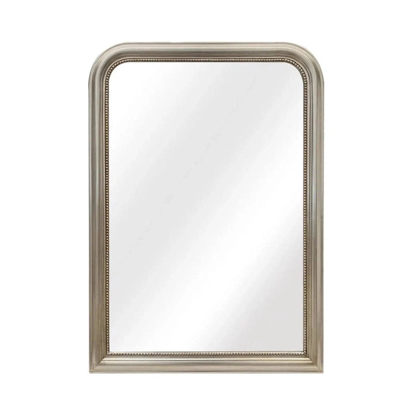 SBC Decor Duparc 42" x 76" Wall-Mounted Arched Wood Frame Leaner Mirror In Champagne Silver Finish