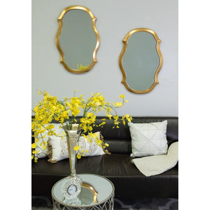 SBC Decor Elegance 20" x 30" Wall-Mounted Wood Frame Dresser Mirror In Brushed Gold Finish