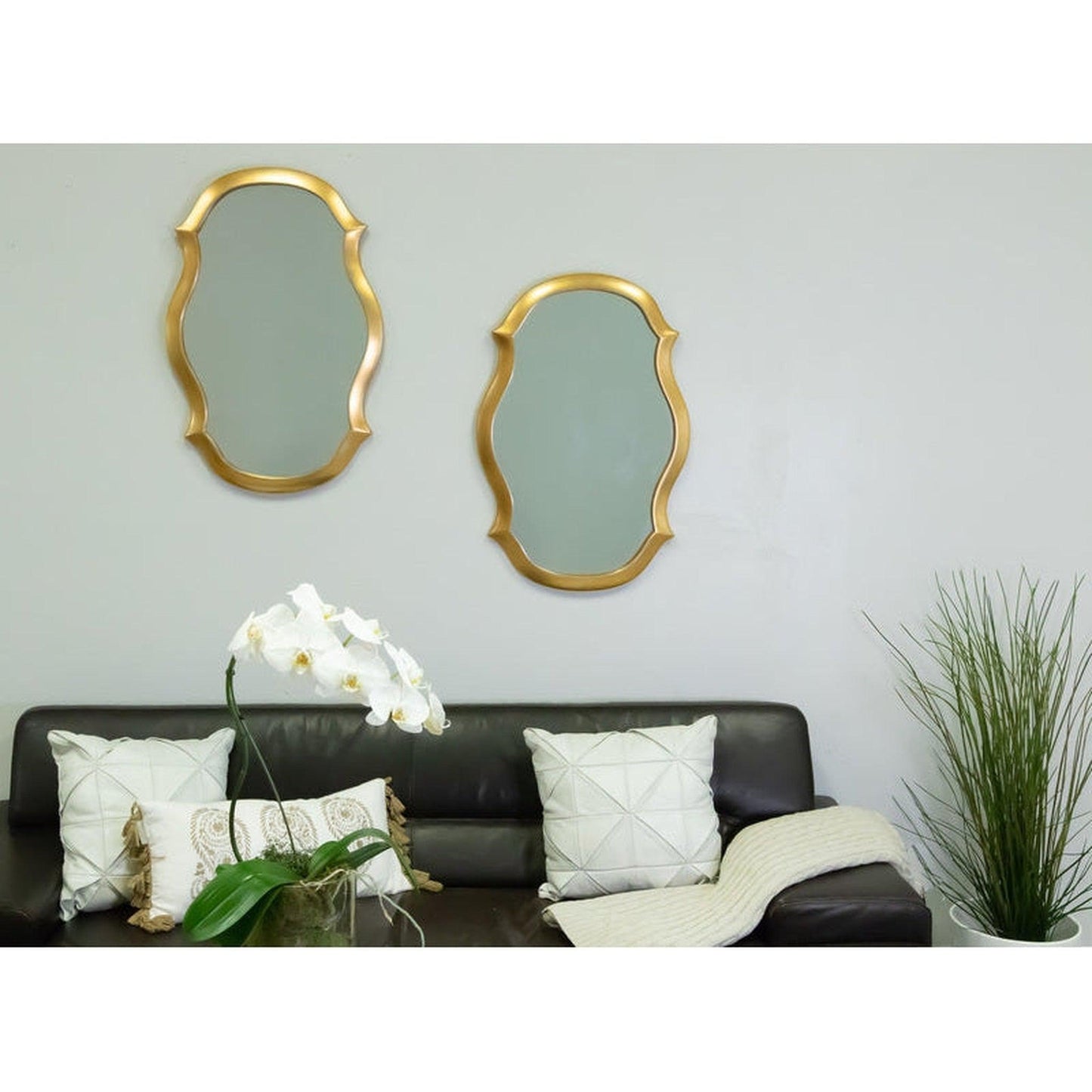 SBC Decor Elegance 20" x 30" Wall-Mounted Wood Frame Dresser Mirror In Brushed Gold Finish
