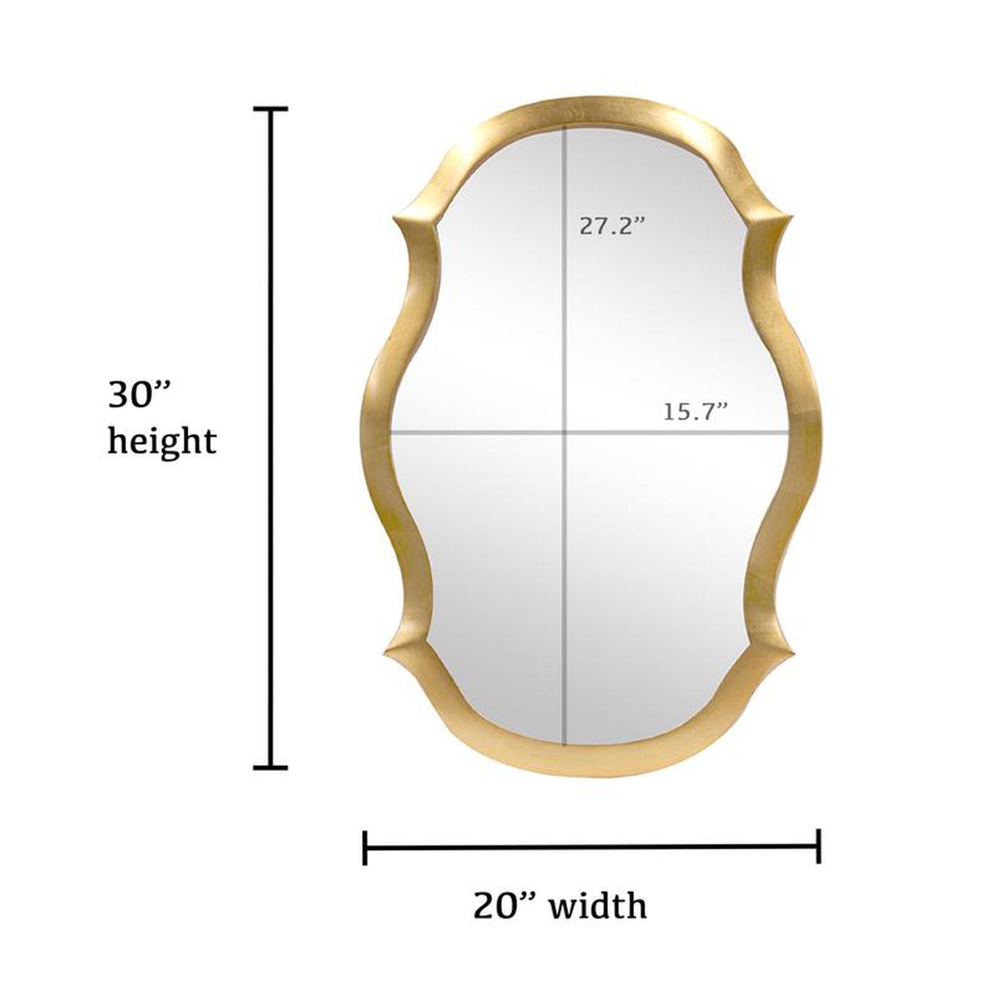 SBC Decor Elegance 20" x 30" Wall-Mounted Wood Frame Dresser Mirror In Brushed Gold Finish