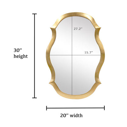 SBC Decor Elegance 20" x 30" Wall-Mounted Wood Frame Dresser Mirror In Brushed Gold Finish