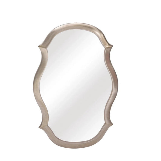 SBC Decor Elegance 20" x 30" Wall-Mounted Wood Frame Dresser Mirror In Brushed Silver Finish
