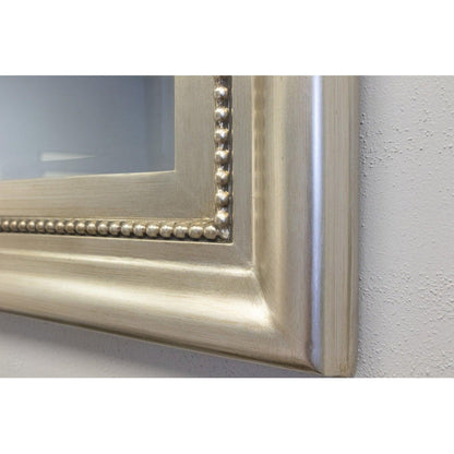 SBC Decor Giulietta 34" x 46" Wall-Mounted Wood Frame Dresser Mirror In Satin Silver Finish