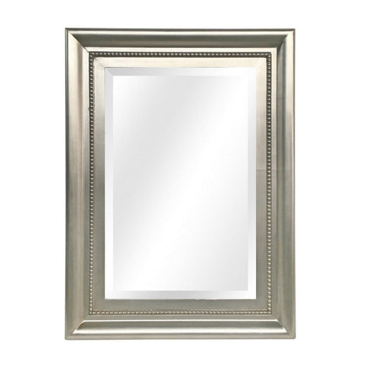 SBC Decor Giulietta 34" x 46" Wall-Mounted Wood Frame Dresser Mirror In Satin Silver Finish