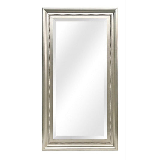 SBC Decor Giulietta 40" x 78" Wall-Mounted Wood Frame Leaner Dresser Mirror In Satin Silver Finish
