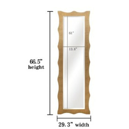 SBC Decor Harmony 19" x 66" Wall-Mounted Full-Length Wood Frame Dresser Mirror In Gold Leaf Finish