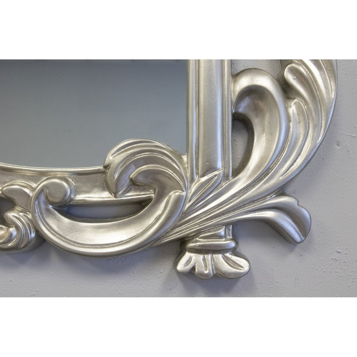 SBC Decor La Rue 46" x 28" Wall-Mounted Light Weight Resin Wall Mirror In Satin Silver Finish