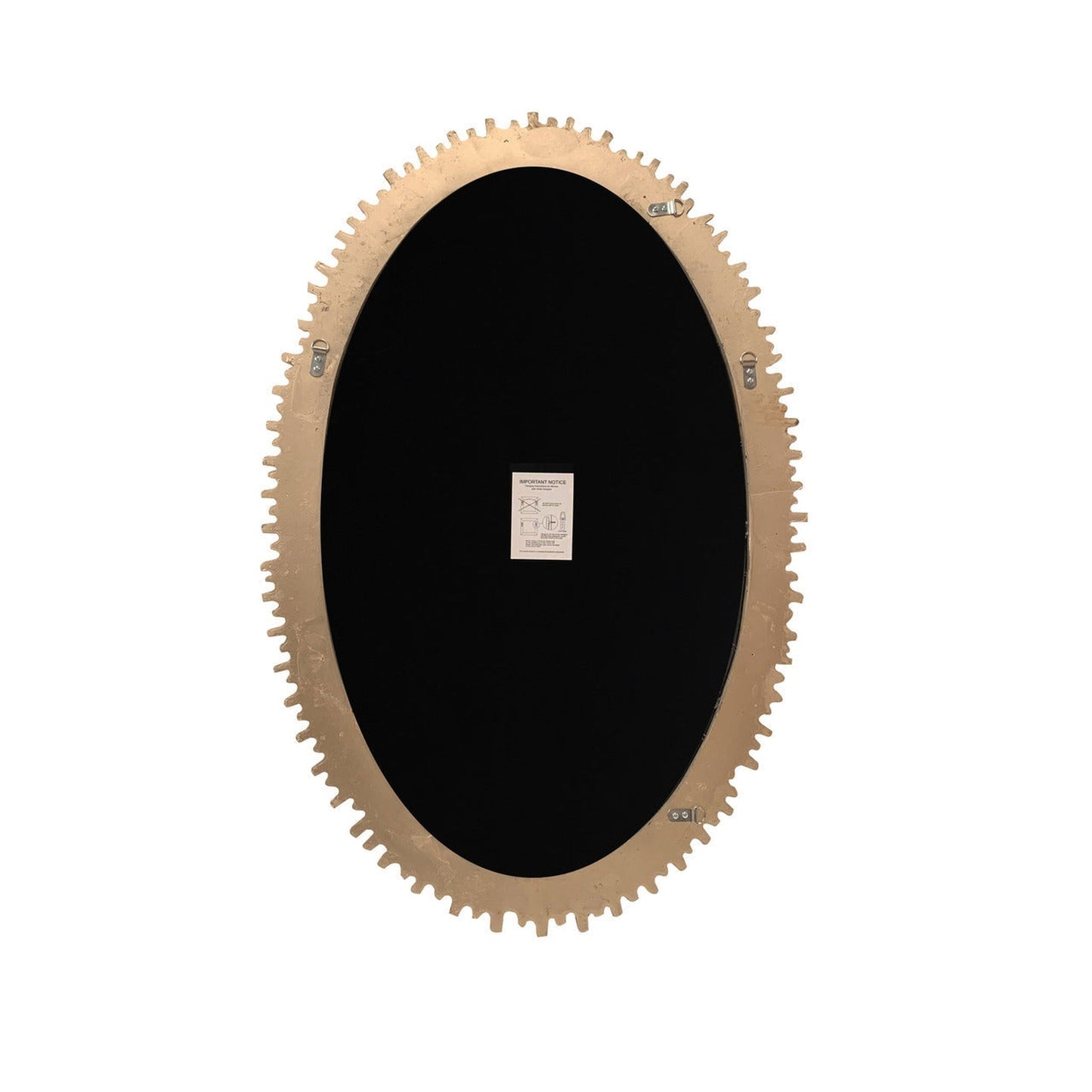 SBC Decor Lea Oval 26" x 40" Wall-Mounted Light Weight Resin Accent Wall Mirror In Brushed Gold Finish